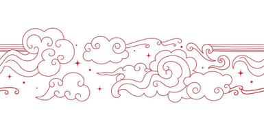 Clouds and stars. Abstract seamless pattern in oriental style. Chinese magic frame. vector