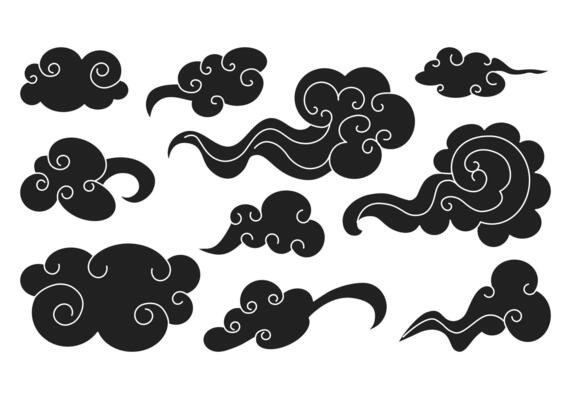 Clouds set in oriental style. Decorative Chinese