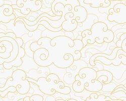 Clouds seamless pattern in oriental style. Decorative Chinese gold magic frame. vector
