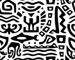 Hawaiian motifs.. Tiki seamless pattern. Aztec textile print.Geometric, background. Suitable for printing on fabric and paper, for parties. vector