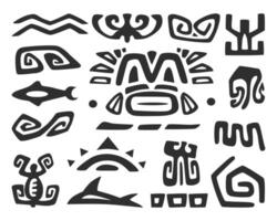 Tiki elements. Aztec and Mayan graphics on a white isolated background. Ethnic Decorations. vector