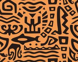 Hawaiian motifs.. Tiki seamless pattern. Suitable for printing on fabric and paper, for parties. vector