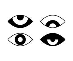 ojos icono colocar. lleno describir, línea y carrera estilo. vector