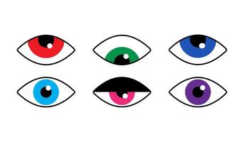 Simple eyes of different color set.Bauhaus eye. Minimal geometric design vector