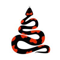 Snake icon. Black and red rattlesnake. Simple snake silhouette vector