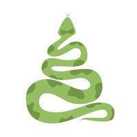 Green snake, illustration. It slides up. Icon vector