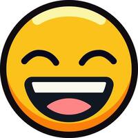 Laughing emoji with a wide open smile and closed eyes. vector