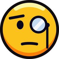 Monocle emoji with a curious and puzzled expression on a yellow face. vector