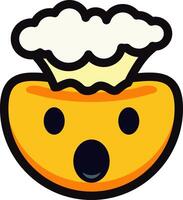 Yellow emoji with exploding head expression, depicting shock or amazement. vector