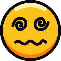 Dizzy emoji with swirling eyes and wavy mouth expression. vector