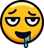 Drooling face emoji with a relaxed and sleepy expression. vector