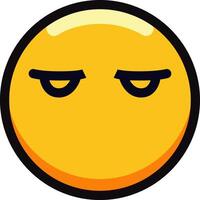 Yellow emoji with a skeptical and suspicious expression. vector
