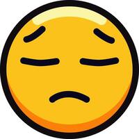 Unamused face emoji with a frown and closed eyes expression. vector