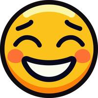 A cheerful yellow emoji with a wide smile and rosy cheeks. vector