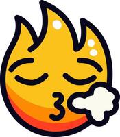 Cute flame emoji blowing a kiss with a playful expression. vector