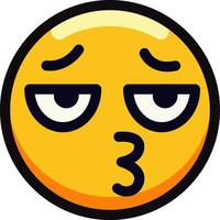 Pensive emoji with thoughtful expression and pursed lips. vector