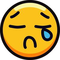 Sad crying emoji with a tear and sorrowful expression. vector