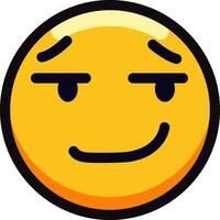 Smirking emoji with a mischievous expression and yellow face. vector