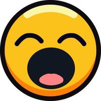 Yawning emoji with closed eyes and wide open mouth. vector