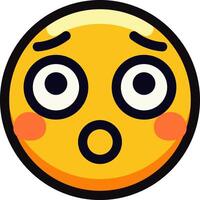 Surprised emoji with wide eyes and open mouth, expressing shock and disbelief. vector