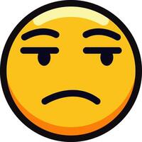 Yellow emoji with skeptical expression and raised eyebrows. vector