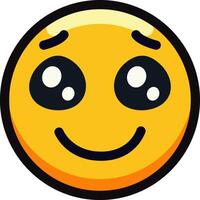 Cute smiley face emoji with big eyes and a happy expression. vector