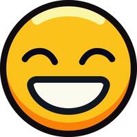 Laughing emoji with big smile and closed eyes expressing joy. vector