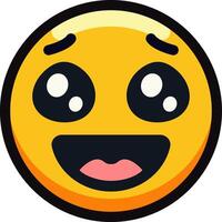 A cute emoji with wide eyes and a happy expression. vector