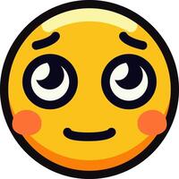 Cute blushing emoji with a shy expression and big eyes. vector