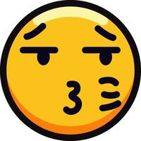 Suspicious emoji with raised eyebrows and pursed lips expression. vector