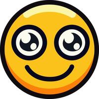 Cute smiling emoji with big eyes and a cheerful expression. vector