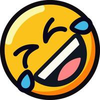 Laughing emoji with tears of joy and wide open mouth. vector