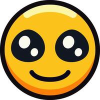 Cute emoji with large eyes and a happy expression. vector