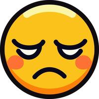 Sad emoji with downcast expression and blushing cheeks. vector