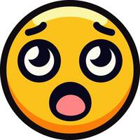 Surprised emoji with wide eyes and open mouth expression. vector