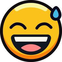 Laughing emoji with sweat, expressing joy and amusement. vector