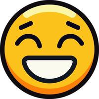 Smiling emoji with eyes closed and wide grin. vector