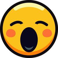 Yawning emoji expressing tiredness or boredom with closed eyes and open mouth. vector
