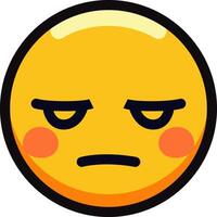 Annoyed emoji face with a discontent expression and rosy cheeks. vector