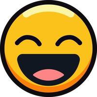Laughing emoji with a wide smile and closed eyes. vector