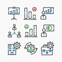Design Illustration graphic of business set icon with line style. Suitable for UI, mobile design, web design, etc. vector
