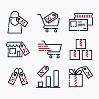 Design Illustration graphic of ecommerce set icon with line style. Suitable for UI, mobile design, web design, etc. vector