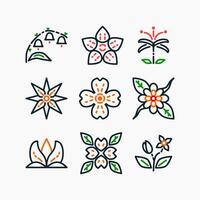 Design Illustration graphic of flower set icon with line style. Suitable for UI, mobile design, web design, etc. vector