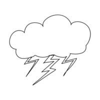 A flowing cloud with elegant raindrops falling below line art vector