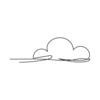One solid line drawing of clouds in the sky on a white background Weather symbol and storage vector