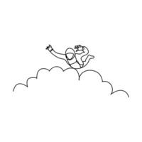 A dramatic design featuring a cloud with a striking lightning bolt line art vector