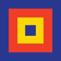 A red and yellow square with a blue square in the middle vector