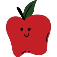 An apple with a smiley face and a green leaf vector