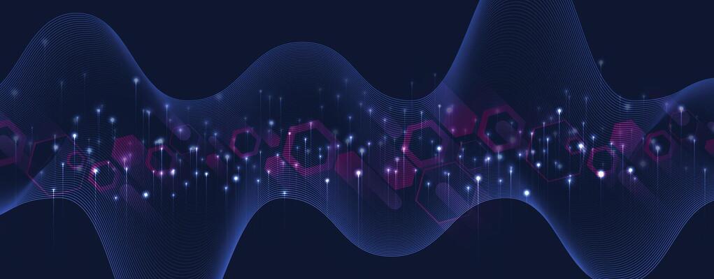 Abstract digital light ray technology background with glowing particles