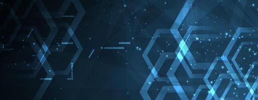 The future of digital landscape with hexagons vector